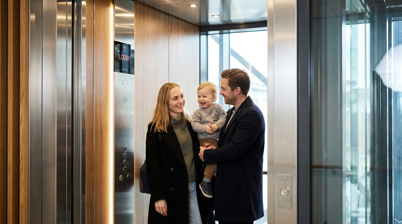 Familj i en hiss